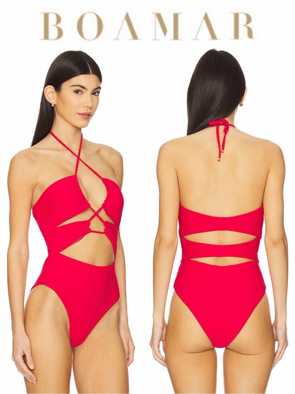 Boamar Neff Red Cutout One-Piece Swimsuit Sz M NWT $192